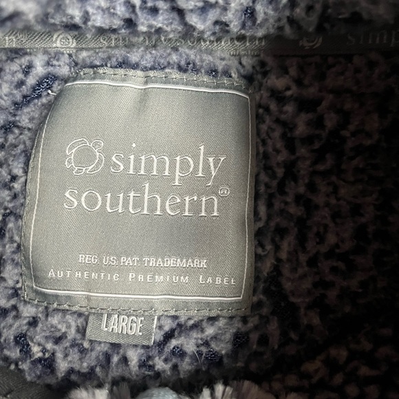 Simply Southern Half Snap Blue Fleece Jacket Teddy Sweatshirt Women's Pocket - Picture 4 of 6